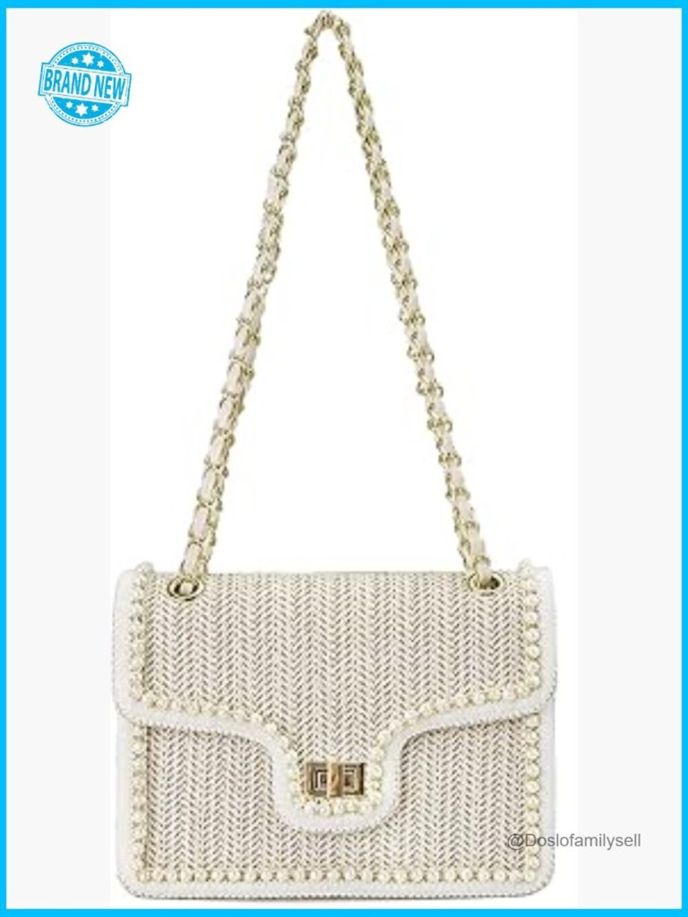 Straw Crossbody Bag Woven Chain Shoulder Satchel Summer Beach Purse Clutch